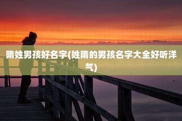 隋姓男孩好名字(姓隋的男孩名字大全好听洋气)
