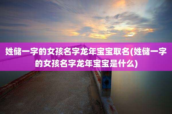 姓储一字的女孩名字龙年宝宝取名(姓储一字的女孩名字龙年宝宝是什么)