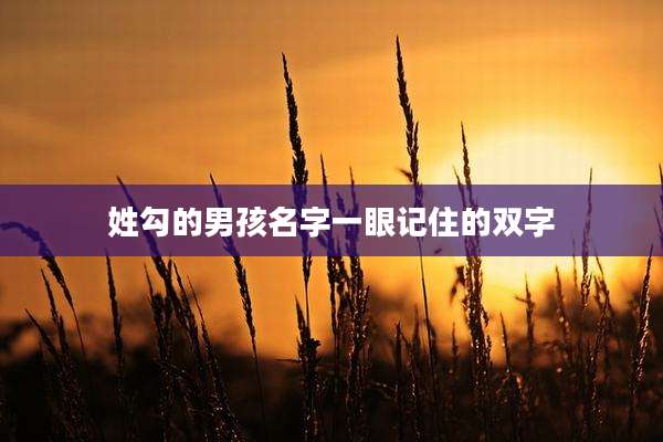 姓勾的男孩名字一眼记住的双字