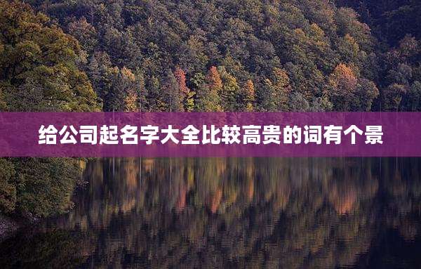 给公司起名字大全比较高贵的词有个景