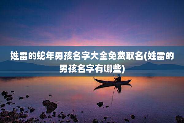 姓雷的蛇年男孩名字大全免费取名(姓雷的男孩名字有哪些)