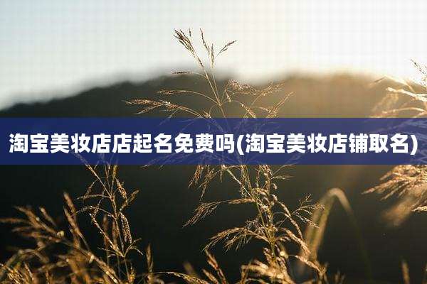 淘宝美妆店店起名免费吗(淘宝美妆店铺取名)