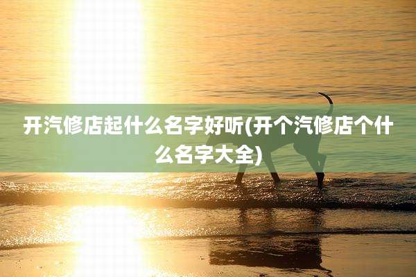 开汽修店起什么名字好听(开个汽修店个什么名字大全)