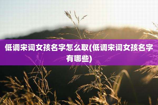 低调宋词女孩名字怎么取(低调宋词女孩名字有哪些)