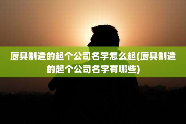 厨具制造的起个公司名字怎么起(厨具制造的起个公司名字有哪些)