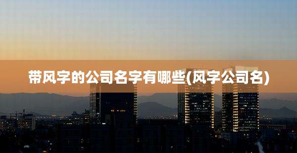 带风字的公司名字有哪些(风字公司名)
