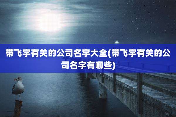 带飞字有关的公司名字大全(带飞字有关的公司名字有哪些)