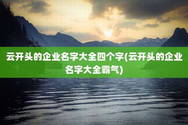 云开头的企业名字大全四个字(云开头的企业名字大全霸气)