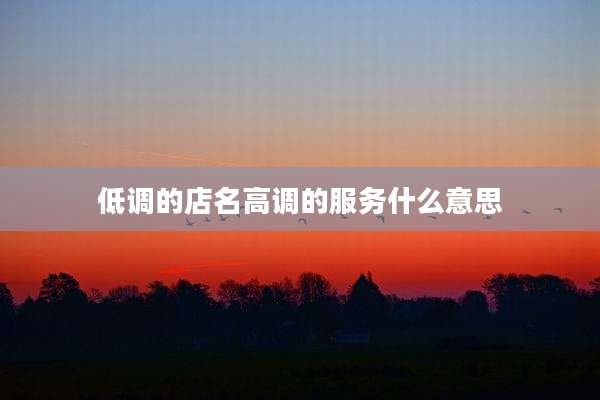 低调的店名高调的服务什么意思