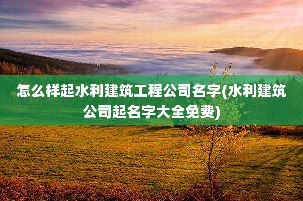 怎么样起水利建筑工程公司名字(水利建筑公司起名字大全免费)