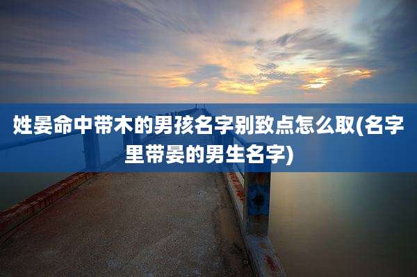 姓晏命中带木的男孩名字别致点怎么取(名字里带晏的男生名字)