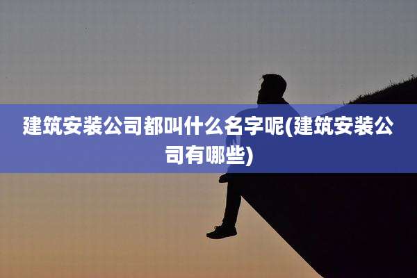 建筑安装公司都叫什么名字呢(建筑安装公司有哪些)