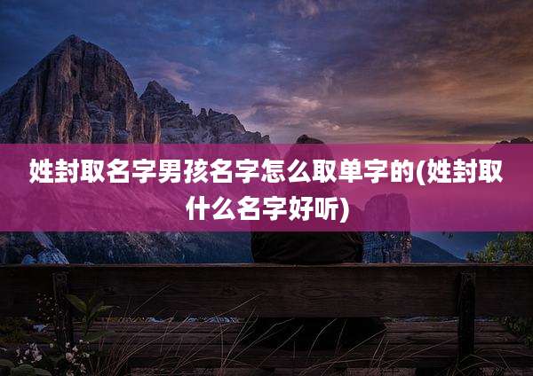 姓封取名字男孩名字怎么取单字的(姓封取什么名字好听)