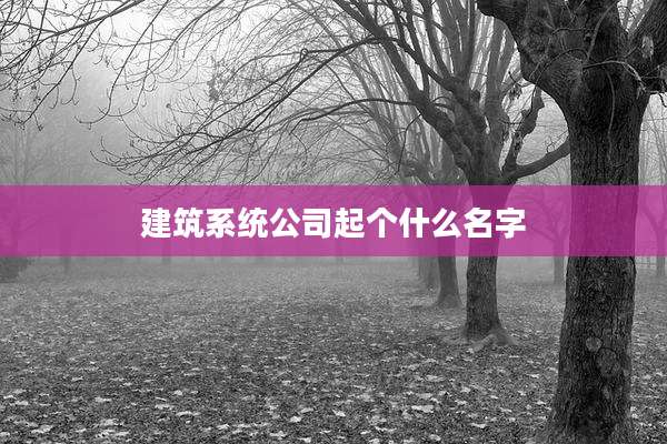 建筑系统公司起个什么名字
