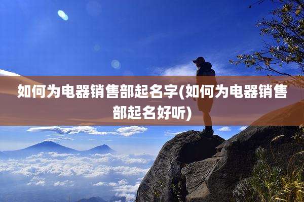 如何为电器销售部起名字(如何为电器销售部起名好听)