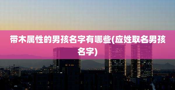 带木属性的男孩名字有哪些(应姓取名男孩名字)