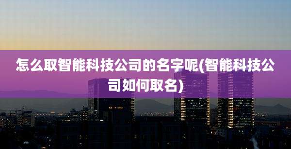 怎么取智能科技公司的名字呢(智能科技公司如何取名)