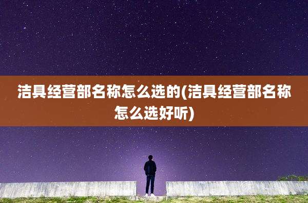 洁具经营部名称怎么选的(洁具经营部名称怎么选好听)