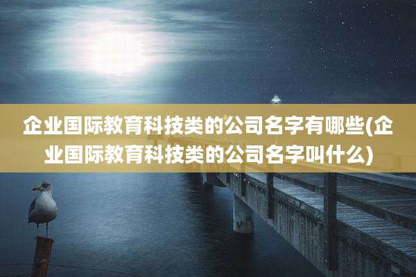 企业国际教育科技类的公司名字有哪些(企业国际教育科技类的公司名字叫什么)