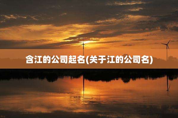 含江的公司起名(关于江的公司名)