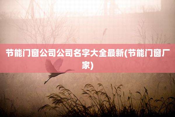 节能门窗公司公司名字大全最新(节能门窗厂家)