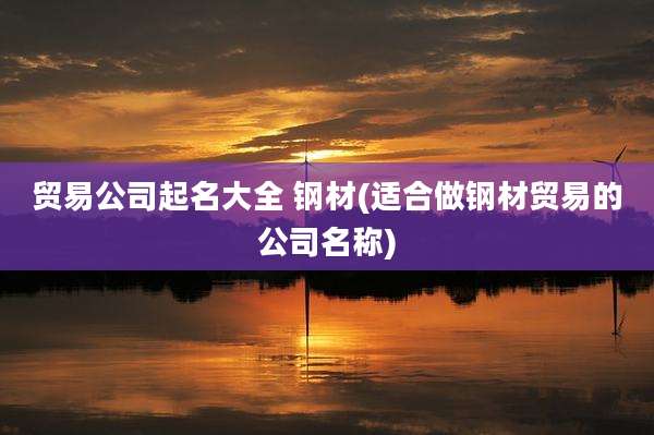 贸易公司起名大全 钢材(适合做钢材贸易的公司名称)