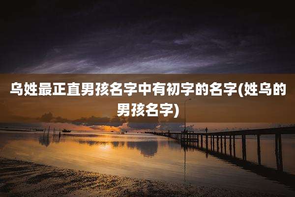 乌姓最正直男孩名字中有初字的名字(姓乌的男孩名字)