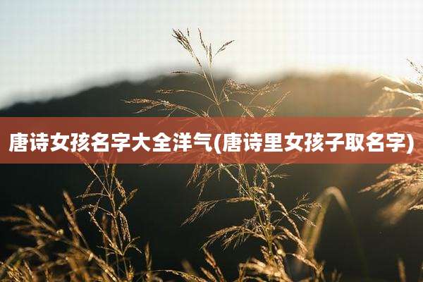 唐诗女孩名字大全洋气(唐诗里女孩子取名字)