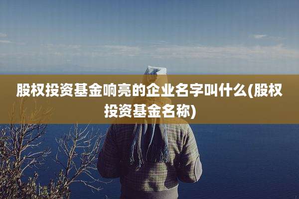股权投资基金响亮的企业名字叫什么(股权投资基金名称)