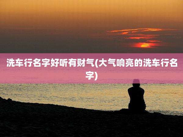 洗车行名字好听有财气(大气响亮的洗车行名字)