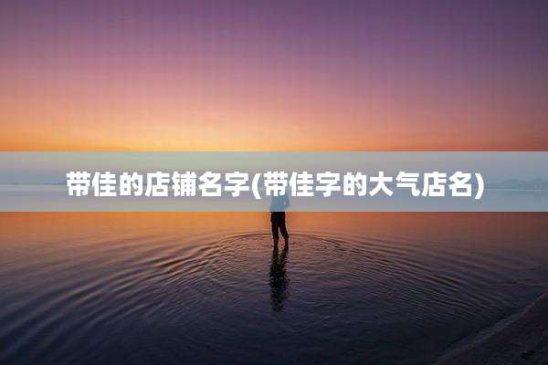 带佳的店铺名字(带佳字的大气店名)