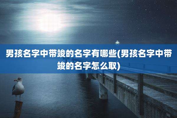 男孩名字中带竣的名字有哪些(男孩名字中带竣的名字怎么取)