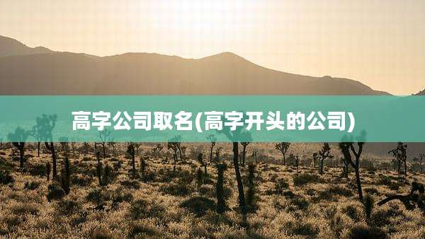 高字公司取名(高字开头的公司)