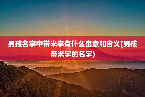 男孩名字中带米字有什么寓意和含义(男孩带米字的名字)