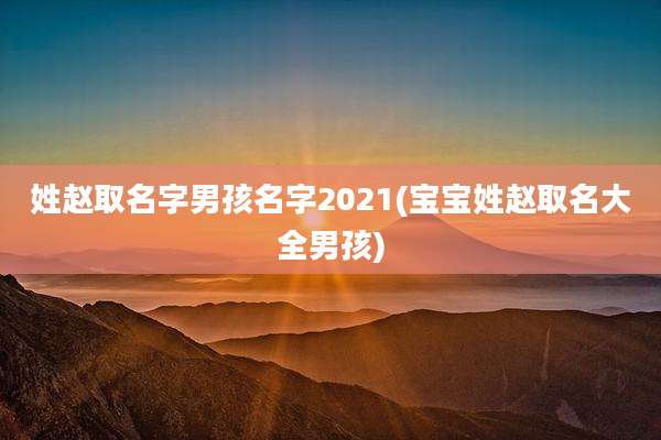 姓赵取名字男孩名字2021(宝宝姓赵取名大全男孩)