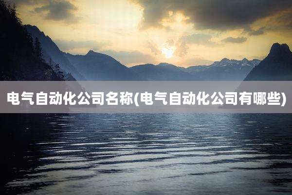 电气自动化公司名称(电气自动化公司有哪些)