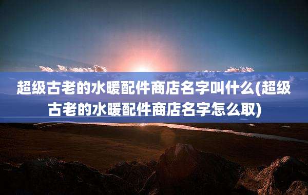 超级古老的水暖配件商店名字叫什么(超级古老的水暖配件商店名字怎么取)