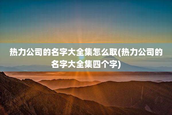 热力公司的名字大全集怎么取(热力公司的名字大全集四个字)