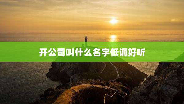 开公司叫什么名字低调好听