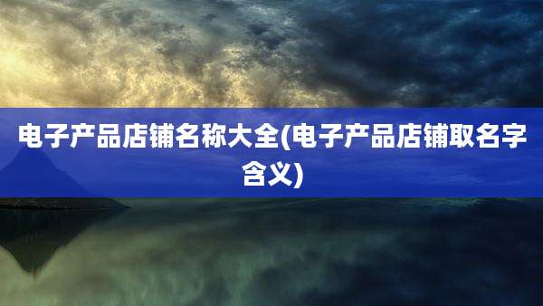 电子产品店铺名称大全(电子产品店铺取名字含义)