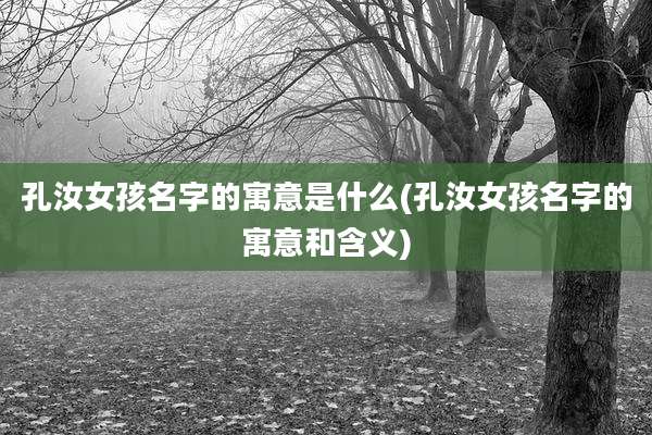 孔汝女孩名字的寓意是什么(孔汝女孩名字的寓意和含义)