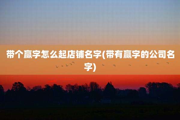 带个赢字怎么起店铺名字(带有赢字的公司名字)