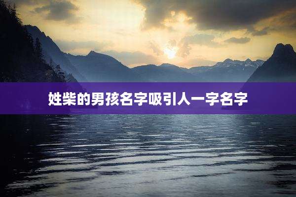 姓柴的男孩名字吸引人一字名字