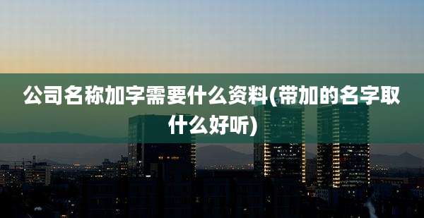 公司名称加字需要什么资料(带加的名字取什么好听)