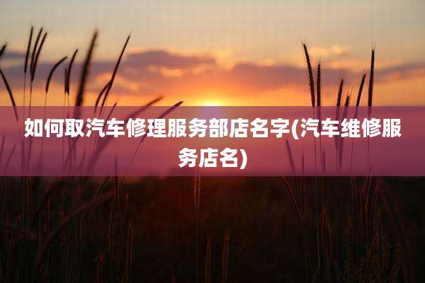 如何取汽车修理服务部店名字(汽车维修服务店名)