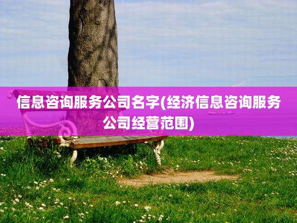 信息咨询服务公司名字(经济信息咨询服务公司经营范围)