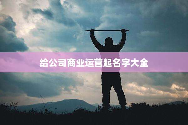 给公司商业运营起名字大全