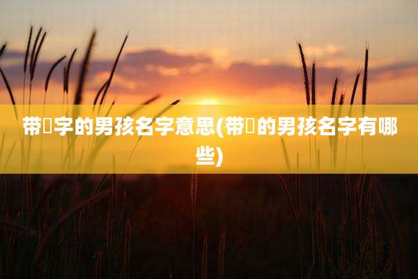 带崟字的男孩名字意思(带熤的男孩名字有哪些)