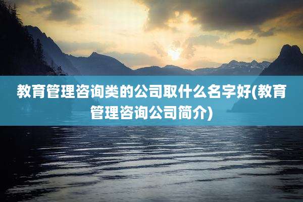 教育管理咨询类的公司取什么名字好(教育管理咨询公司简介)