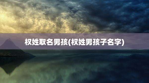 权姓取名男孩(权姓男孩子名字)